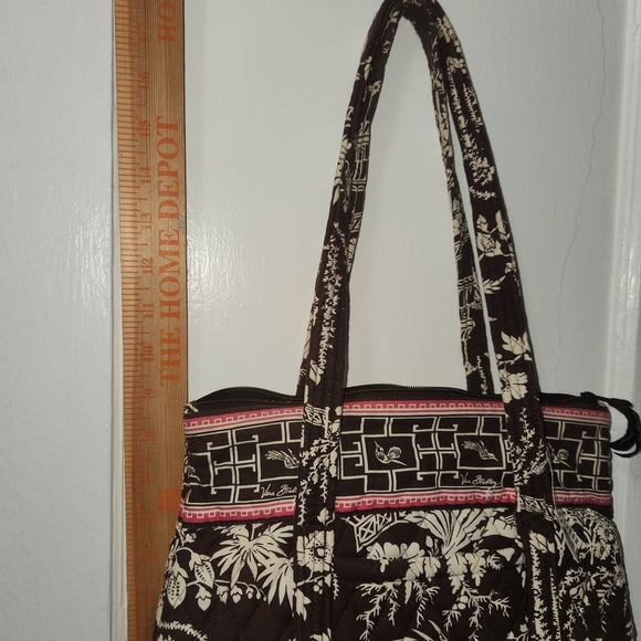 Vera Bradley Brown and Cream Floral Tote Bag - Picture 9 of 16